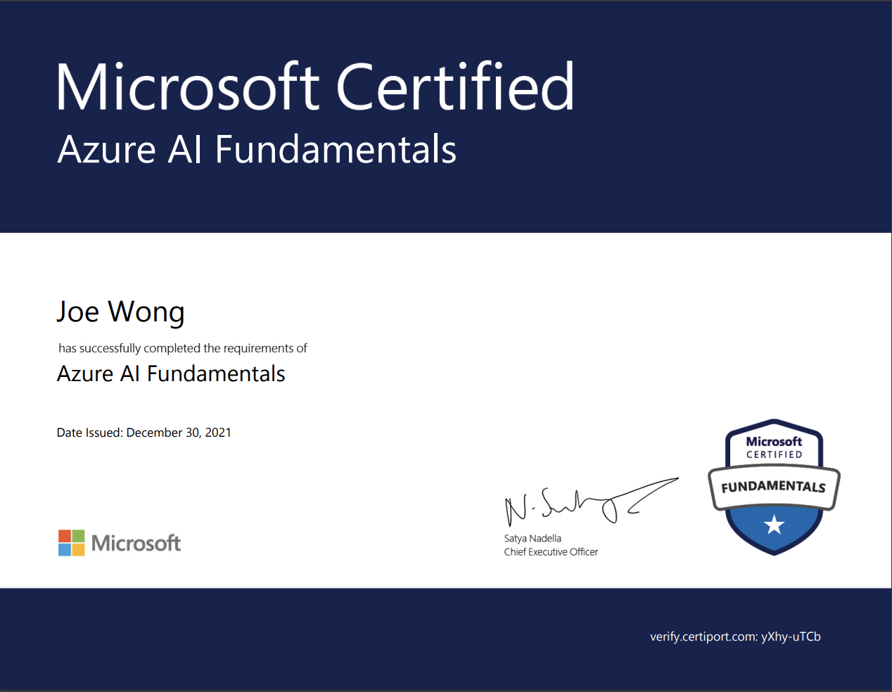 AI900 Test Certificate